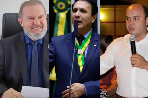 Mauro Carlesse, Carlos Gaguim e Sandoval Cardoso estarão na disputa eleitoral de 2026 - Fotos: Divulgação